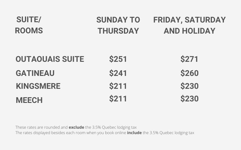 Auberge Tom B&B - Standard Rates High Season