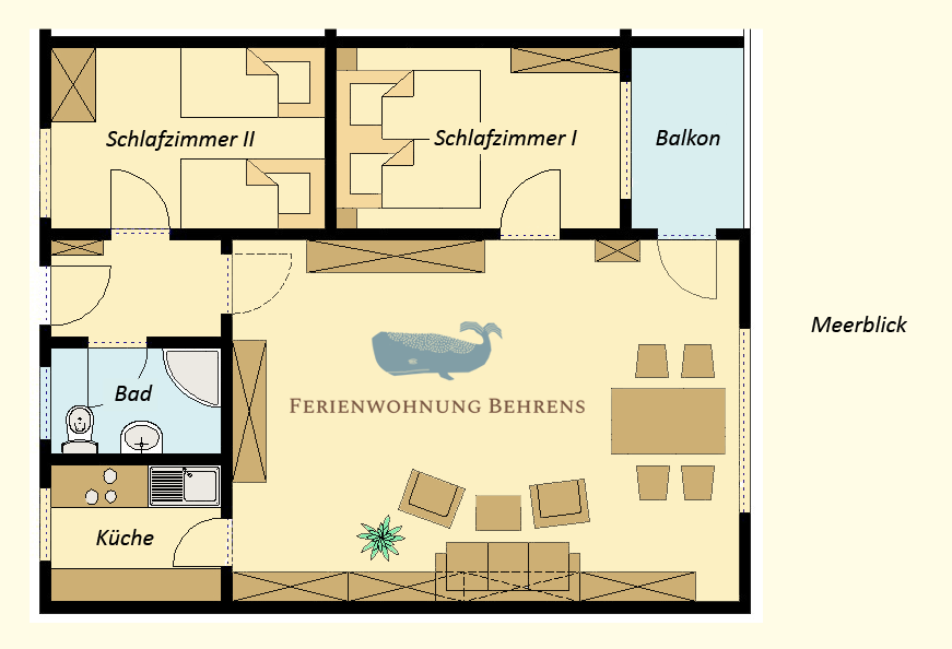 Grundriss der Ferienwohnung Behrens in Hörnum auf Sylt