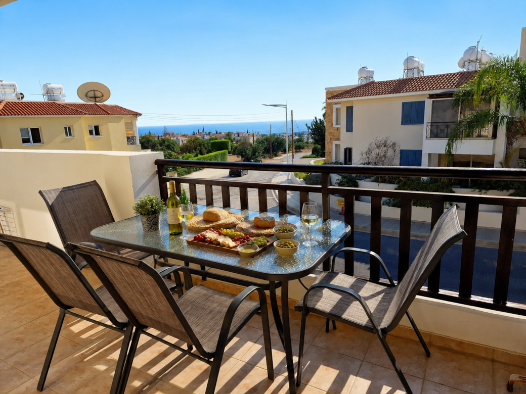 Sunny afternoon balcony with sea views