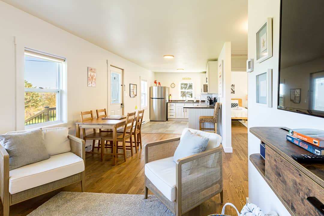 Dining area just steps from the living room and kitchen