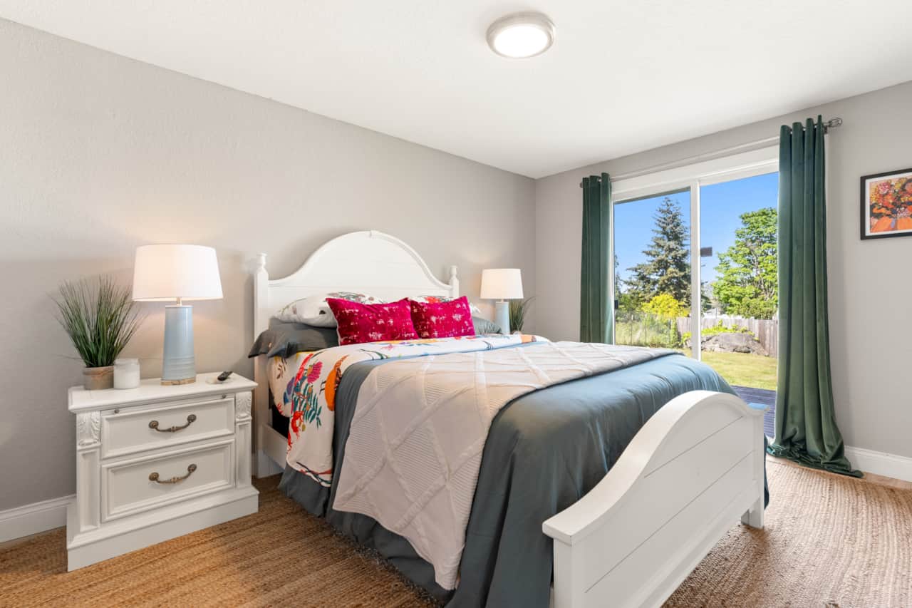 Spacious bedroom with queen bed