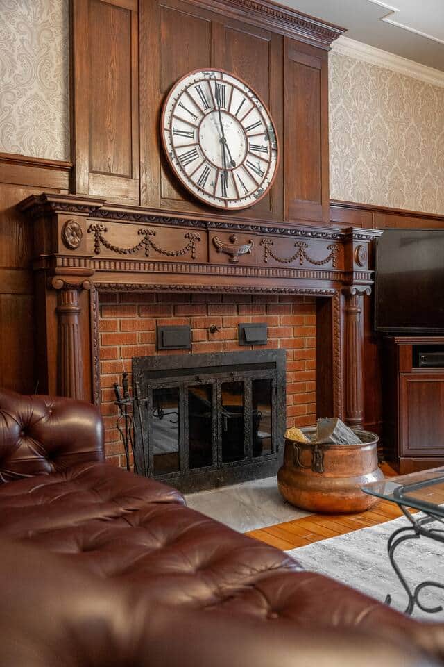 Wood-burning fireplace