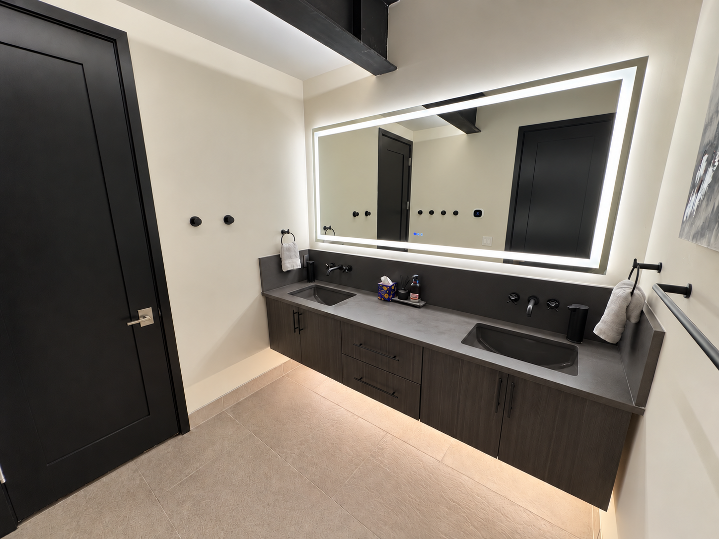 Double vanity in the bathroom shared by the fourth bedroom and bunk room.