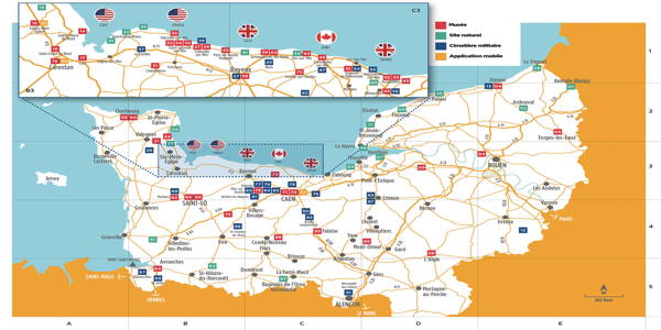CARTE DES PLAGES DU DEBARQUEMENT