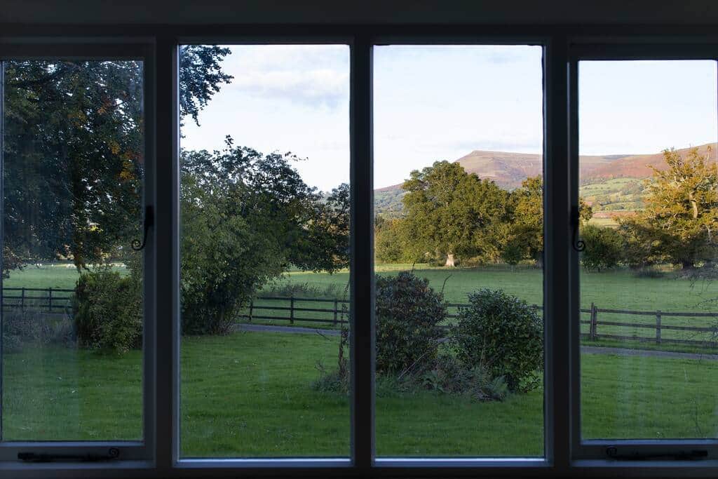 Views across to the Black Mountains from the sitting room window Views across to the Black Mountains from the sitting room window