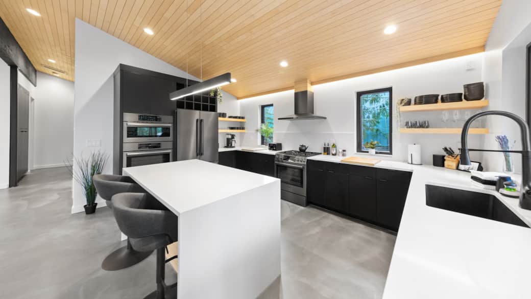 RAVN HAUS - Canopy - Kitchen Island Sink Range Fridge Oven Wine Glasses _ VRBO RAVN HAUS - Canopy - Kitchen Island Sink Range Fridge Oven Wine Glasses _ VRBO