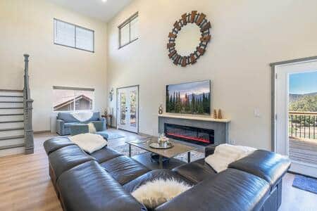 Living room looking to back deck Living room looking to back deck