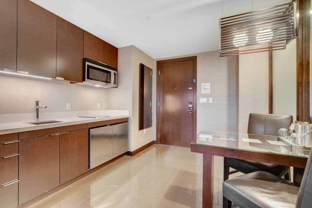 Kitchenette by the Suite Entrance with Microwave and Mini-Fridge
