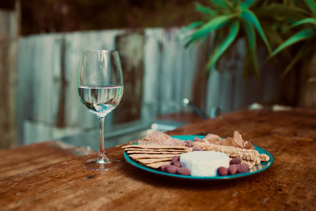 Sunset drinks and a cheese board on the deck — this is the good life