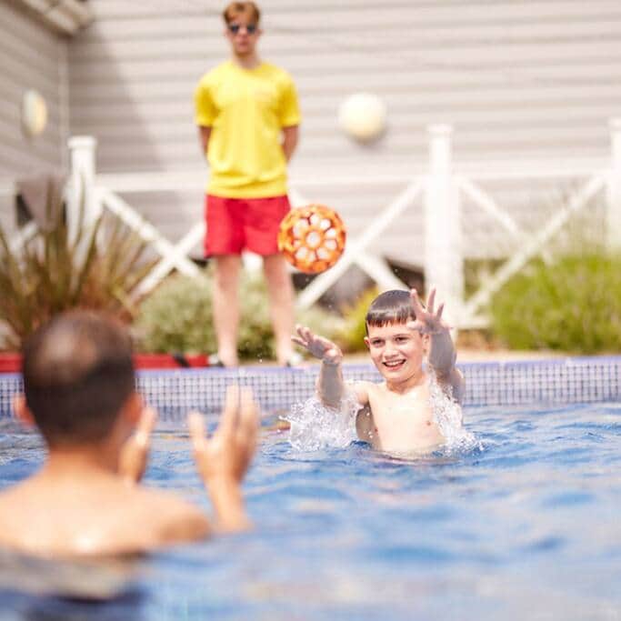 The outdoor pool on site.