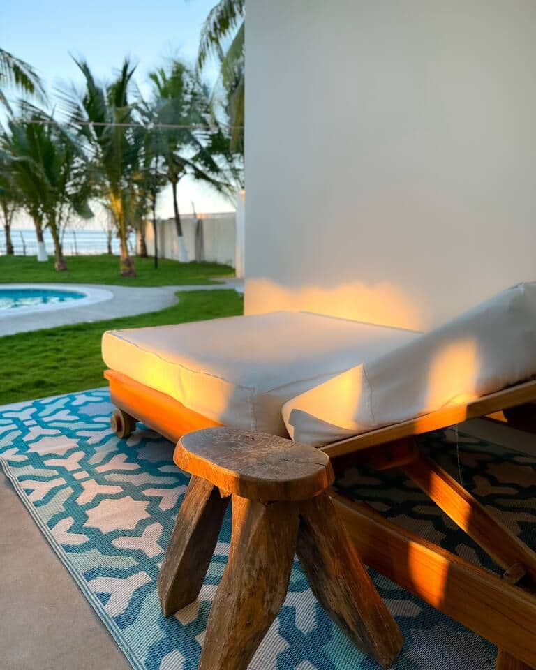 You can relax, read a book or enjoy a drink in our comfy daybed.