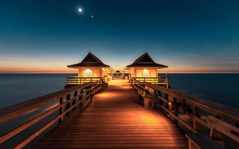 The Beautiful Naples Pier at Dusk on a Clear Night