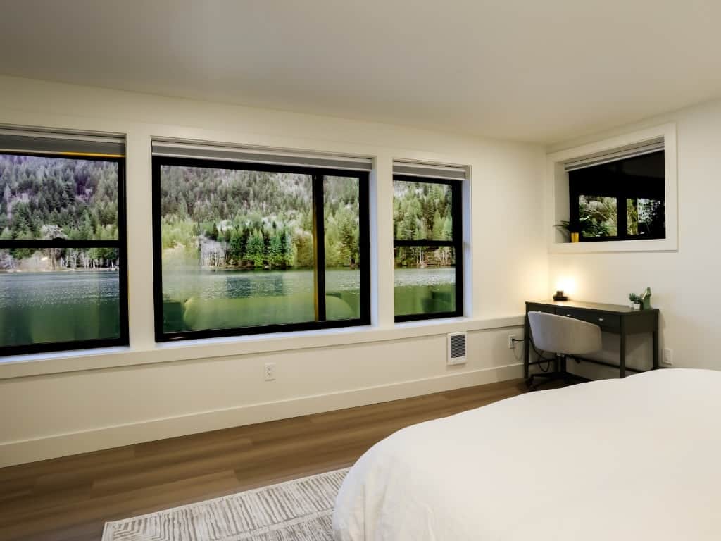 Downstairs bedroom view of the lake.