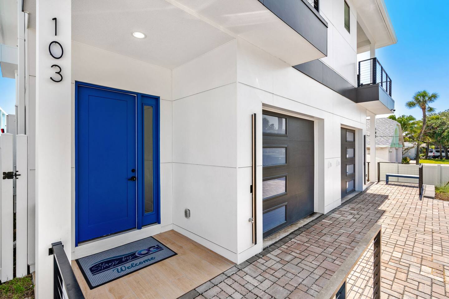 Another view of the sleek, modern front entrance with easy access.