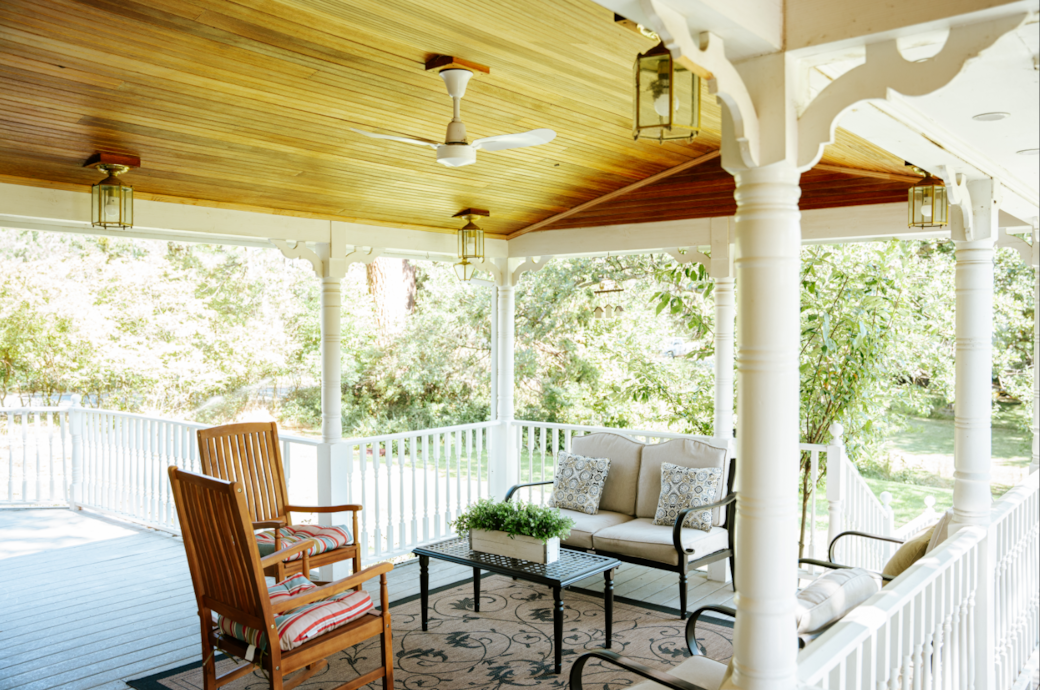 The porch overlooking the grounds