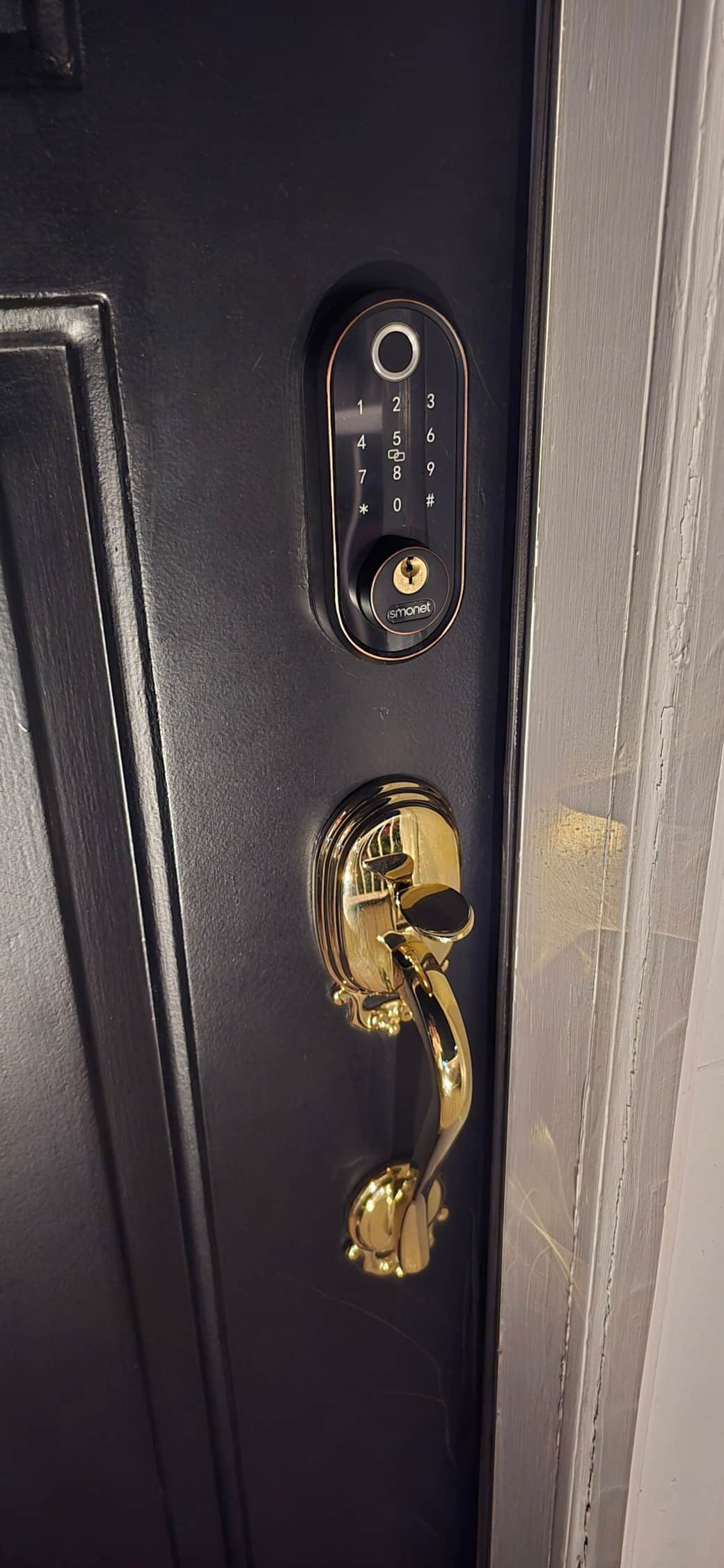 Smart keyless lock, with 30-second auto-lock feature. Access codes sent via text message.