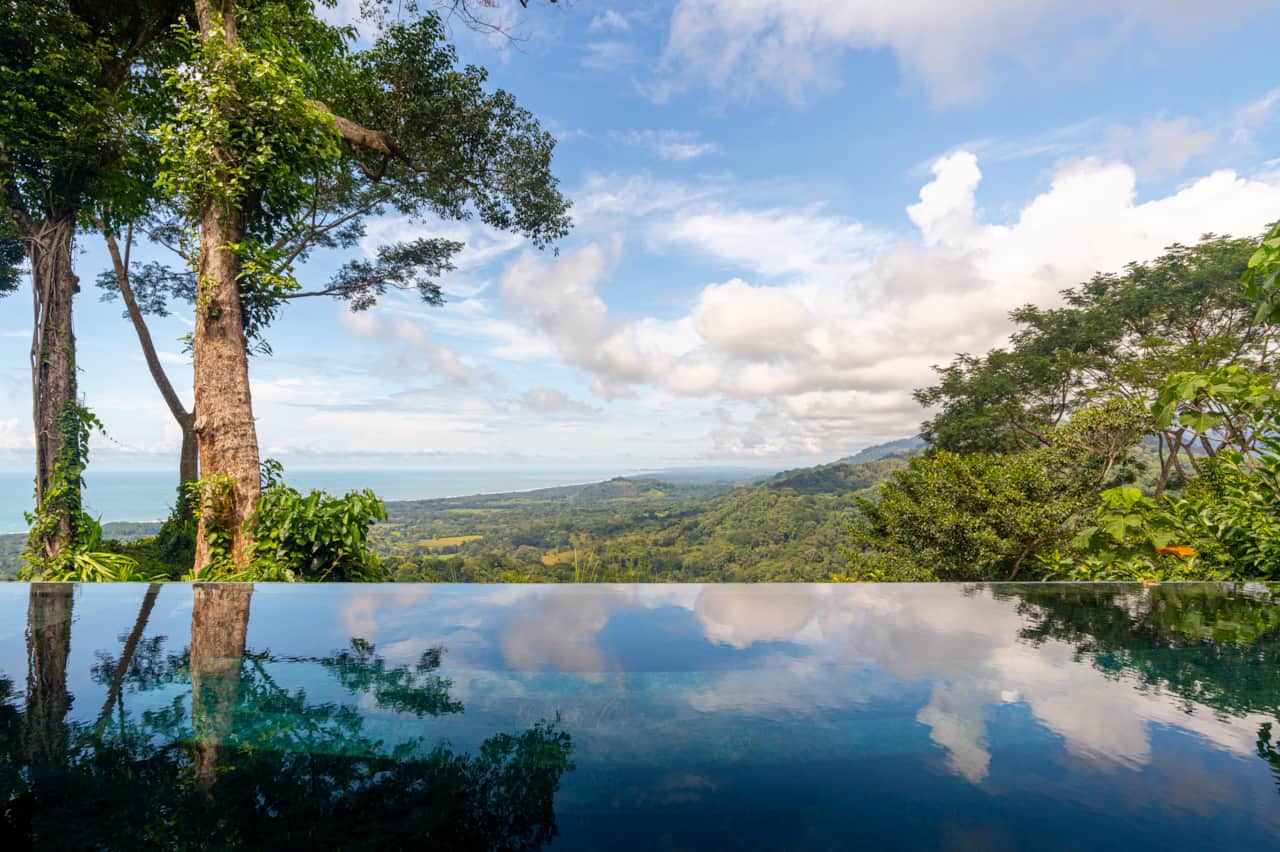 Infinity pool with 180° ocean sunset views