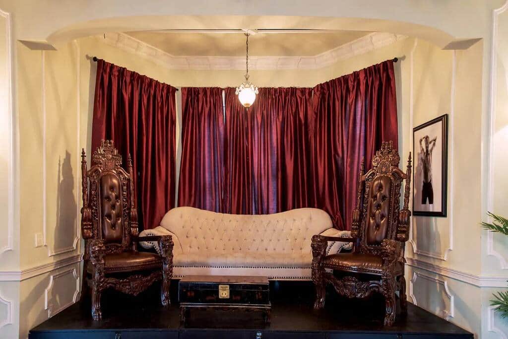 The Parlor Room. The stage can be cleared for performances or lectures. The Parlor Room. The stage can be cleared for performances or lectures.