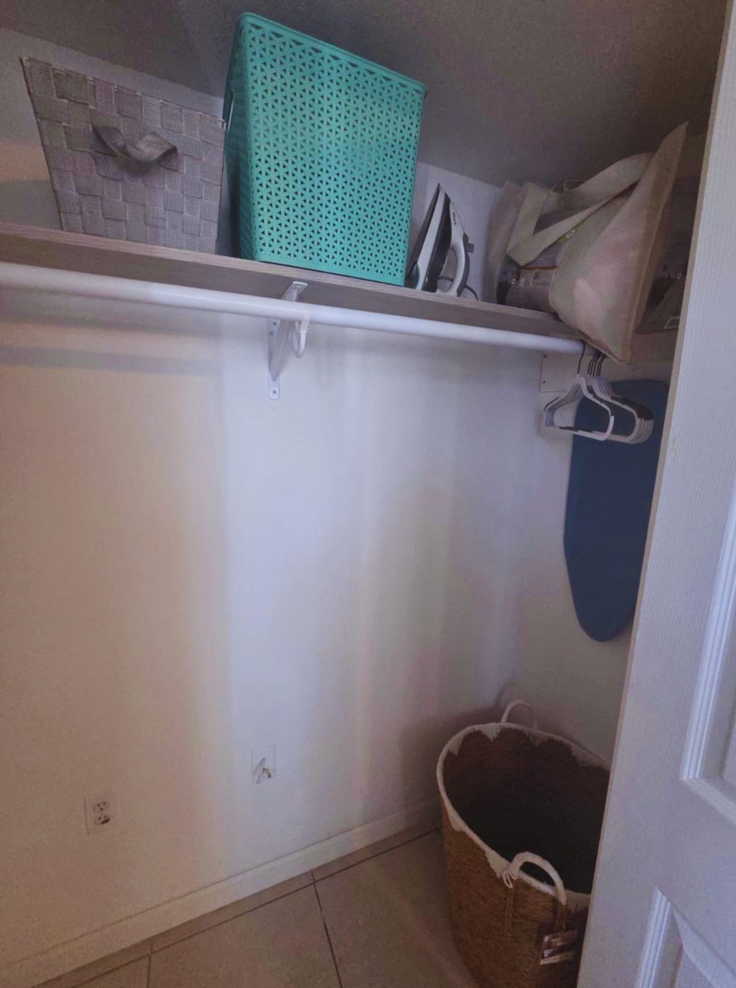 Stay organized with a spacious closet, iron, and ironing board. Lakeland, FL Stay organized with a spacious closet, iron, and ironing board. Lakeland, FL
