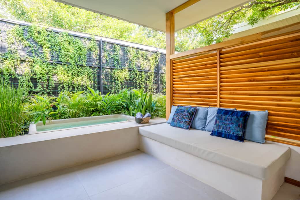 Outdoor lounge with private pool