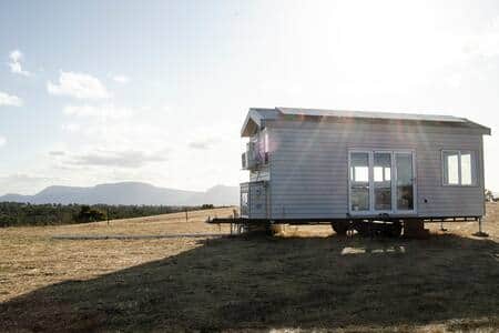 Hounds Run Vineyard Tiny House with the Grampians Mountain Range Behind