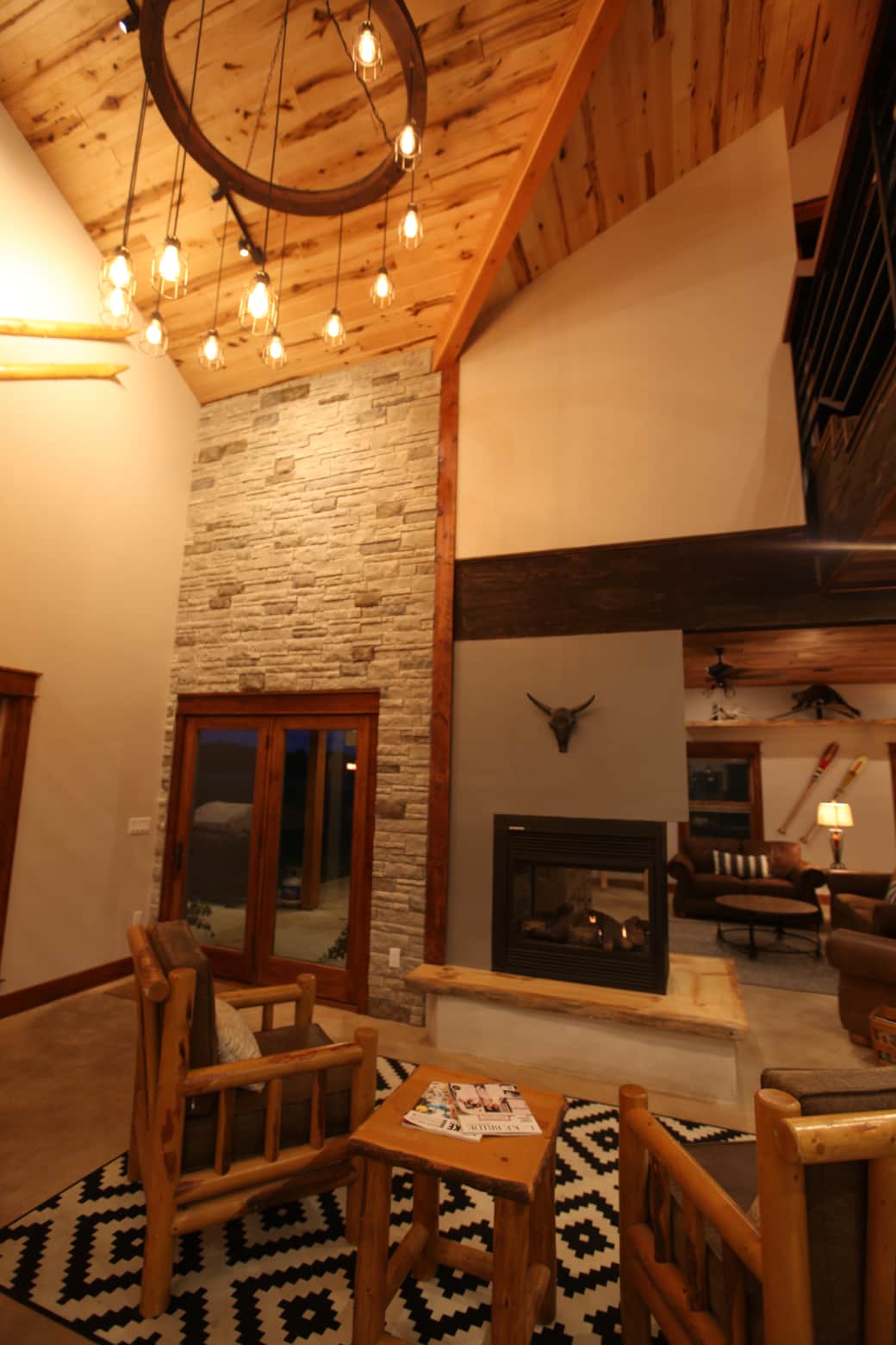 Rustic stone and wood details throughout the lodge Rustic stone and wood details throughout the lodge