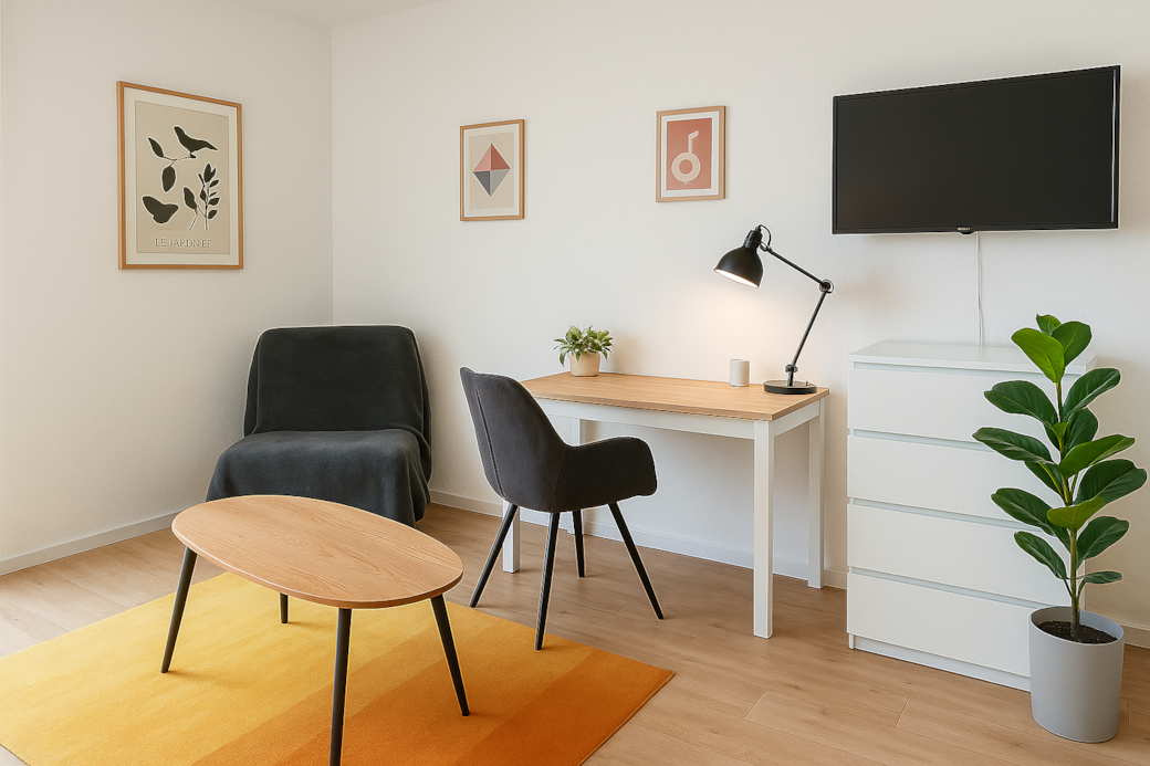 Arbeitsbereich mit TV in jedem Zimmer Arbeitsbereich mit TV in jedem Zimmer
