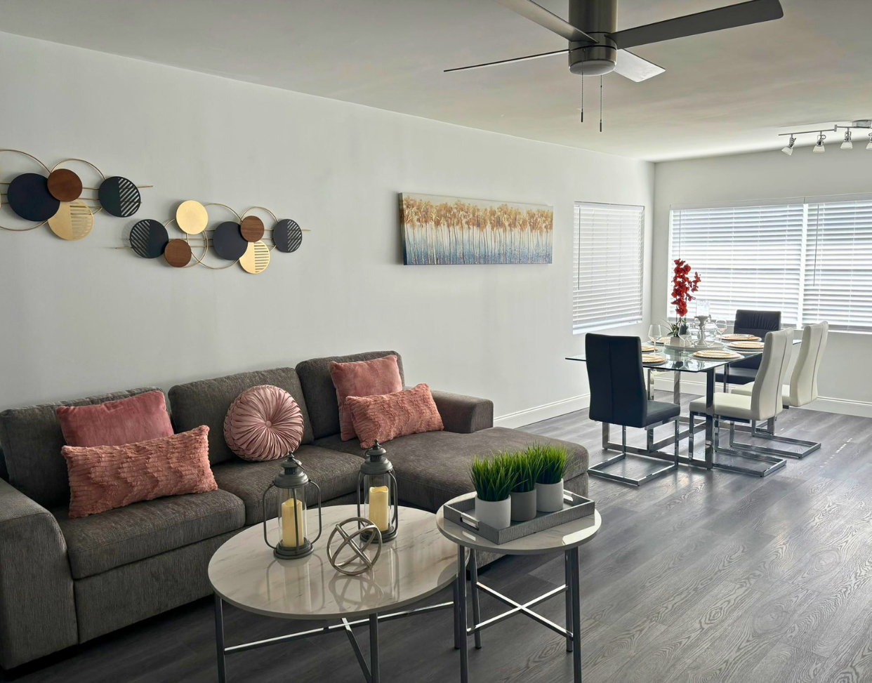 Spacious living room with comfortable seating and elegant details. Lakeland, FL