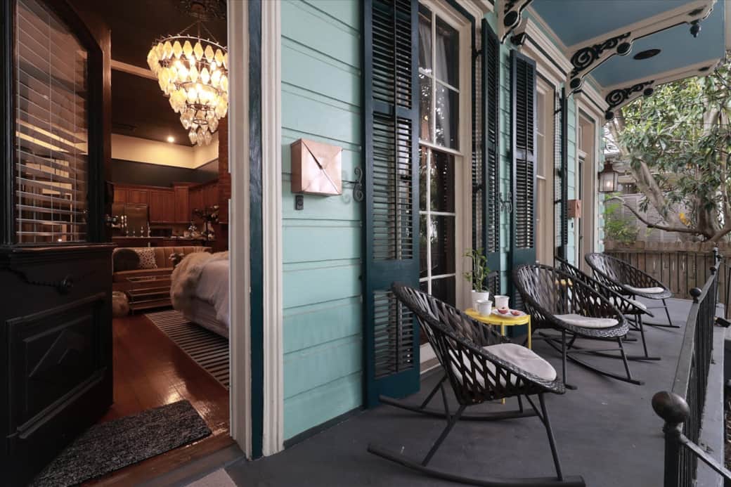 Enjoy your morning coffee from the front porch rocking chairs