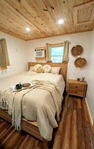 King size bed and cozy linens