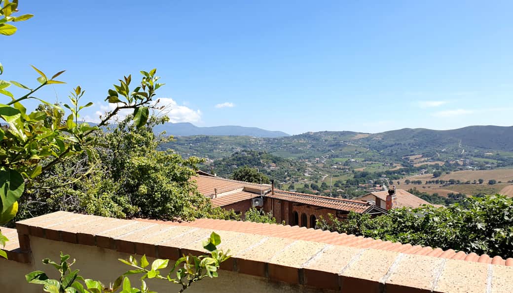 View of the rolling hills and mountains of the Cilento National Park