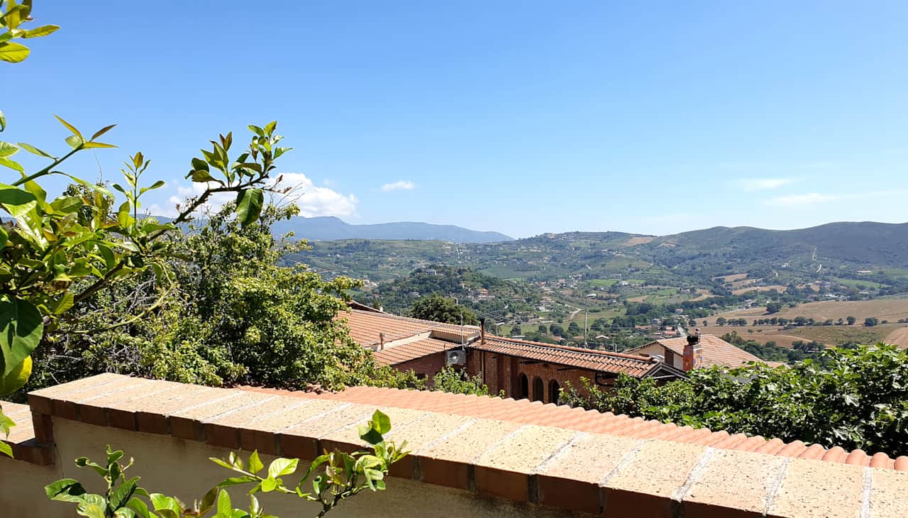 View of the rolling hills and mountains of the Cilento National Park
