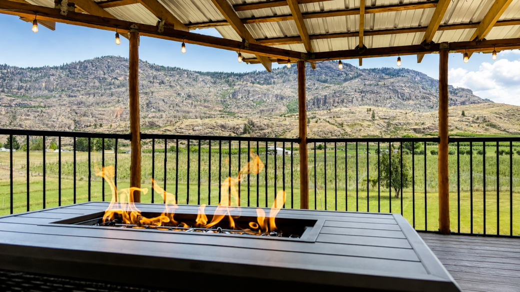 Enjoy the view sitting at the outdoor sectional and fire table Enjoy the view sitting at the outdoor sectional and fire table