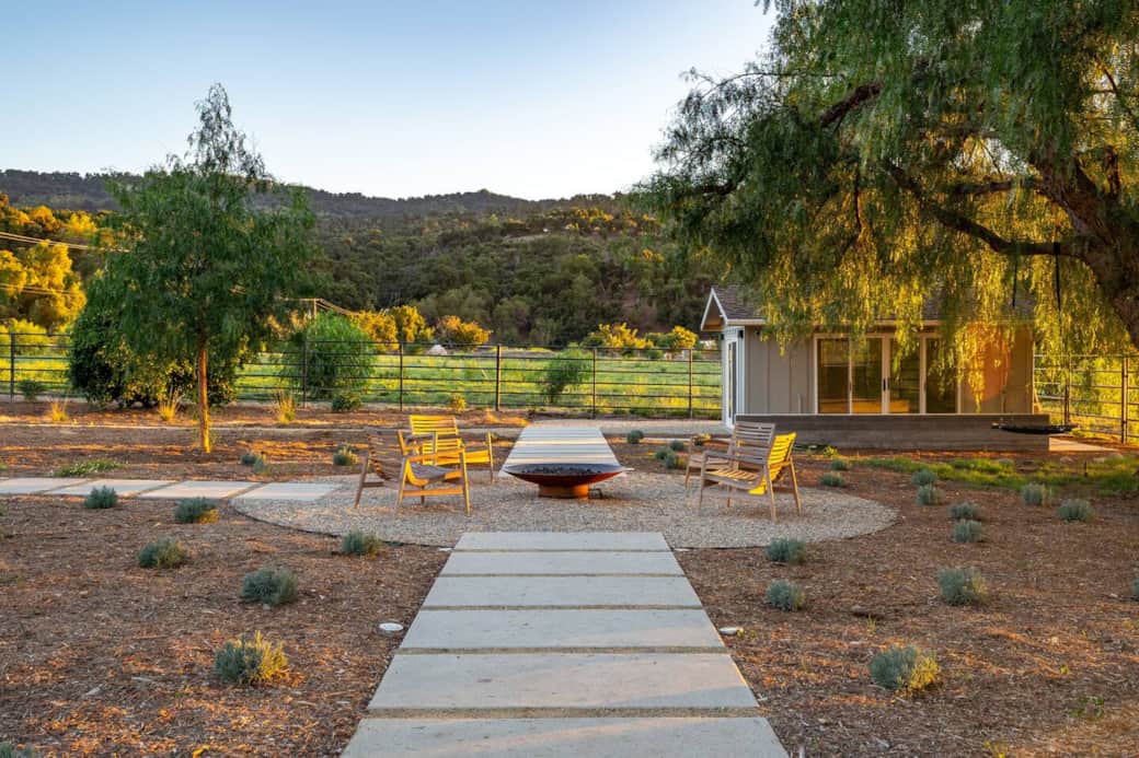 Gas fire pit and yoga studio