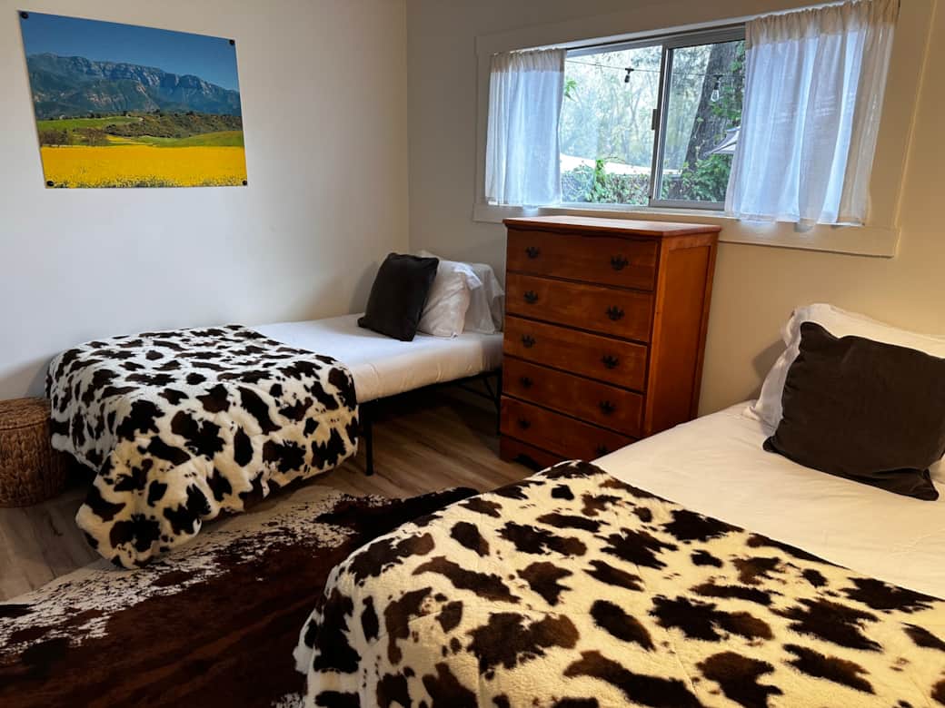 Extra long twin beds are great for kids or adults.  Perfect for a girls weekend away in Upper Ojai!