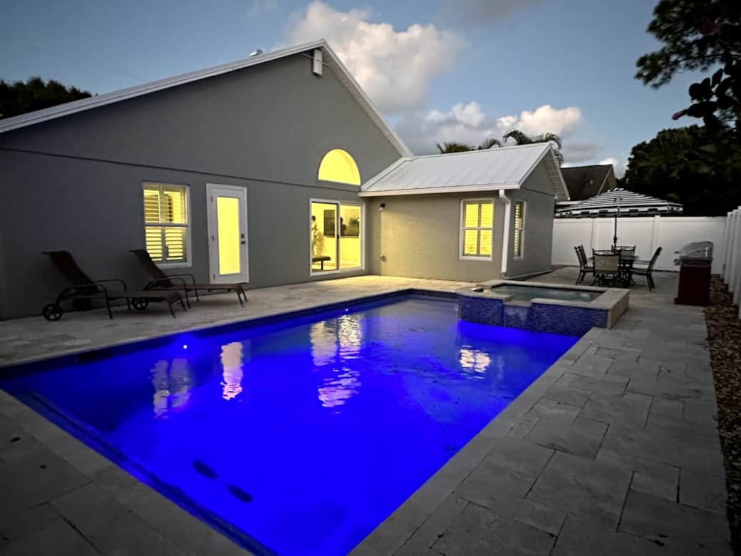Heated salt water pool and spa