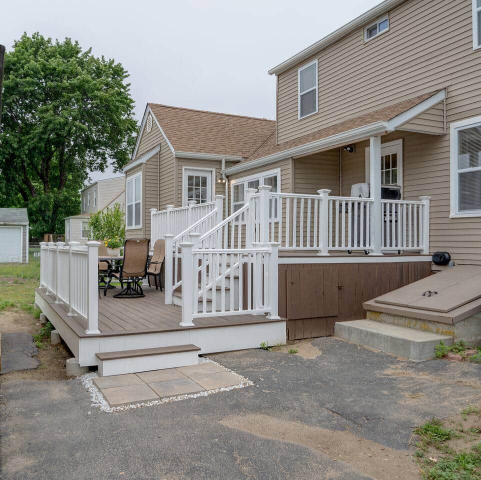 There’s plenty of outside space, including room on the driveway for 4 cars.