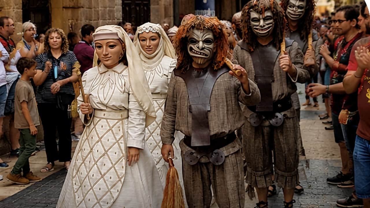 Santa Tecla traditional festival characters in Tarragona