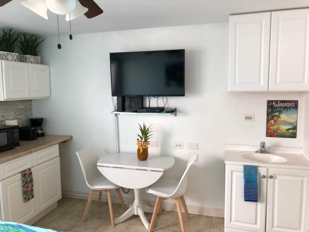Kitchenette and table set for 2.