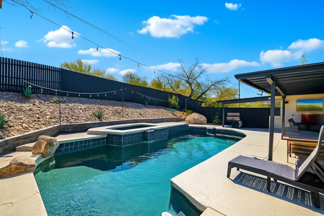 Relaxing Backyard Oasis with Pool