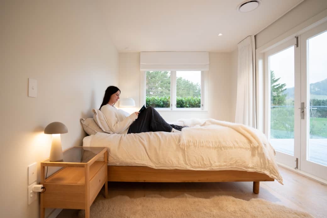 Peaceful bedroom with view