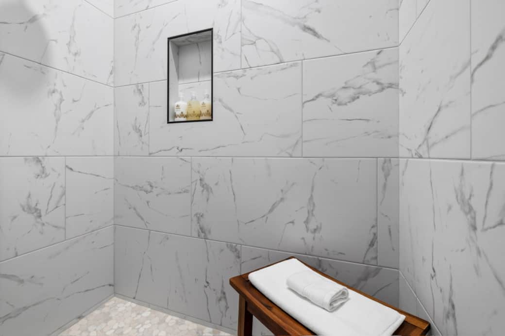 Tiled walk-in shower