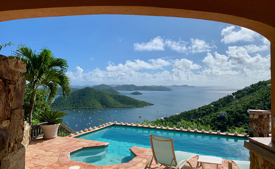 Amazing down island views; pool is not shared