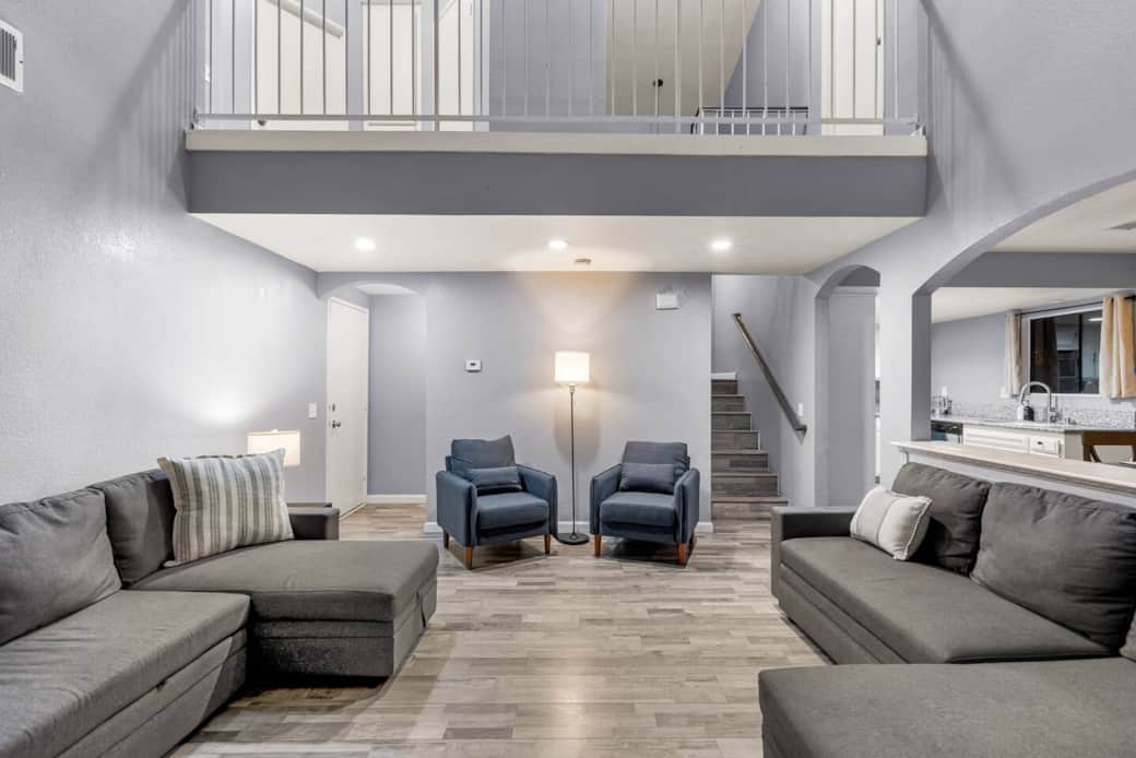 Open-concept layout with a stylish loft view—perfect for unwinding or entertaining.