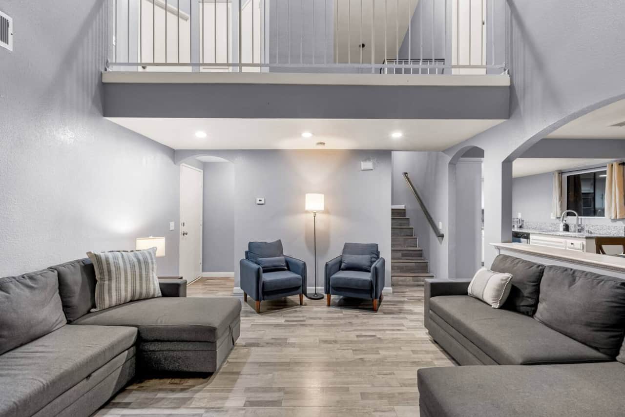 Open-concept layout with a stylish loft view—perfect for unwinding or entertaining.