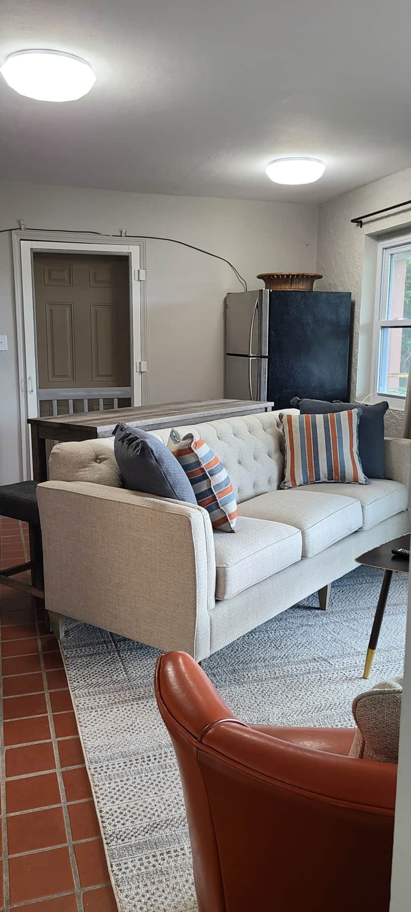 Comfy couch to enjoy the sunset views