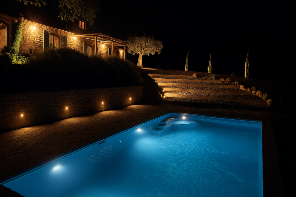 Serene Evening by the Pool