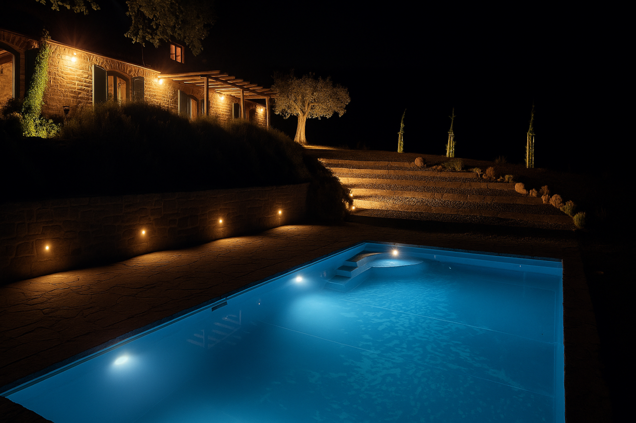 Serene Evening by the Pool