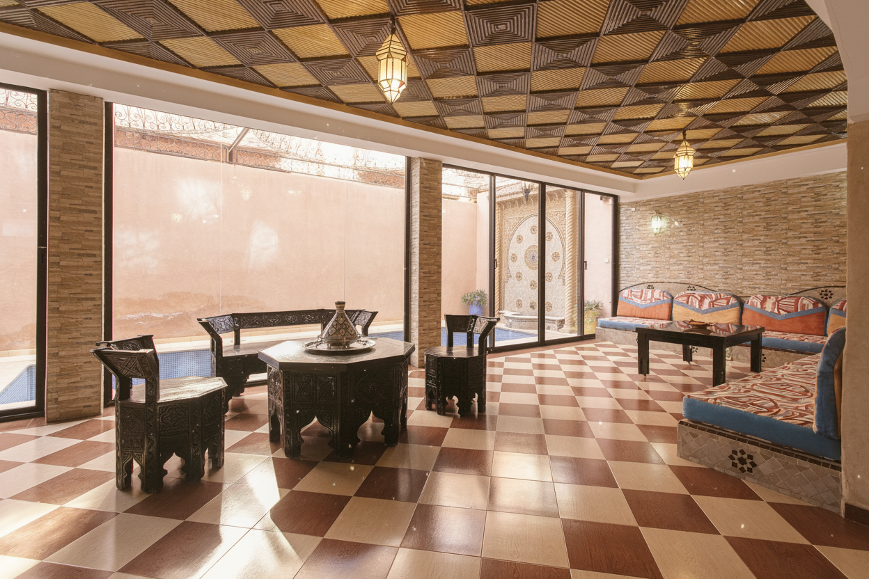 Moroccan Lounge with Pool View