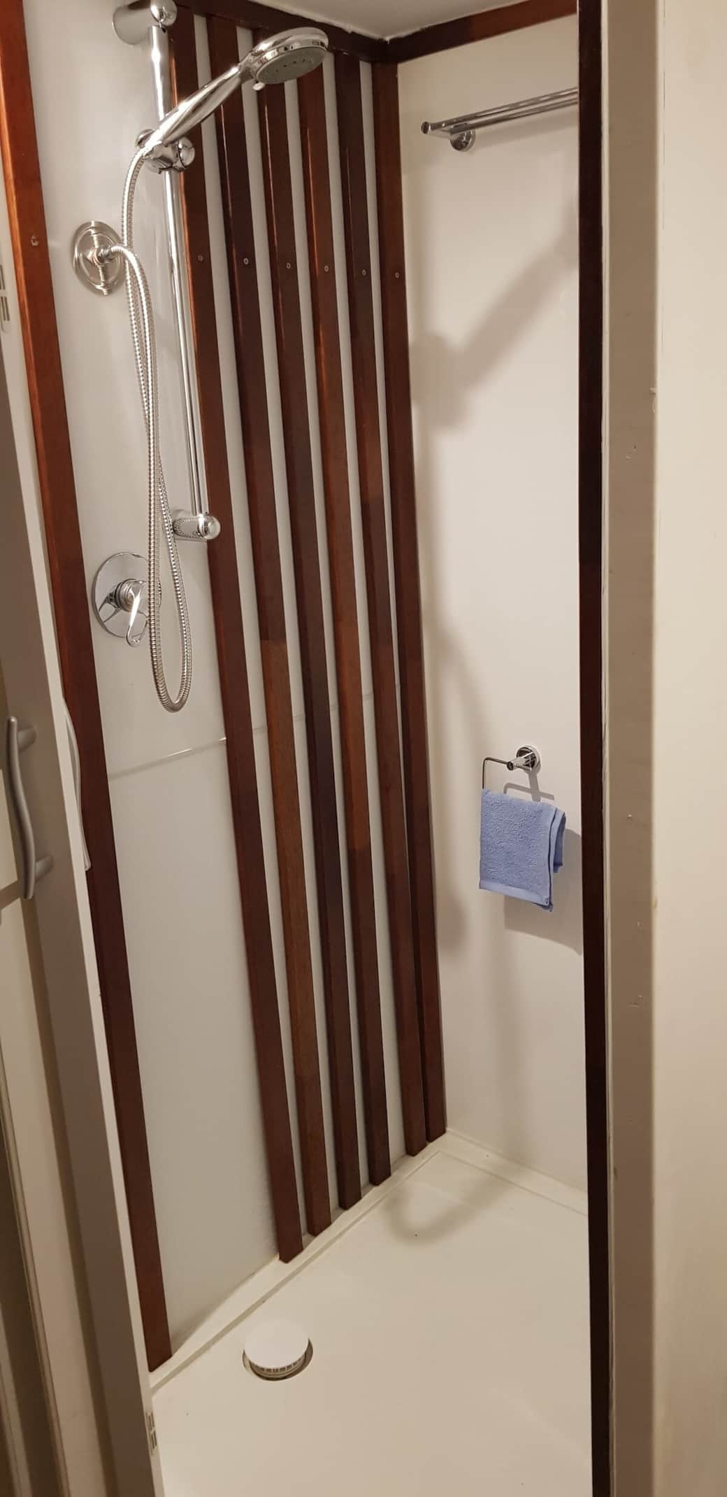 Lovely warm shower inside the shack
